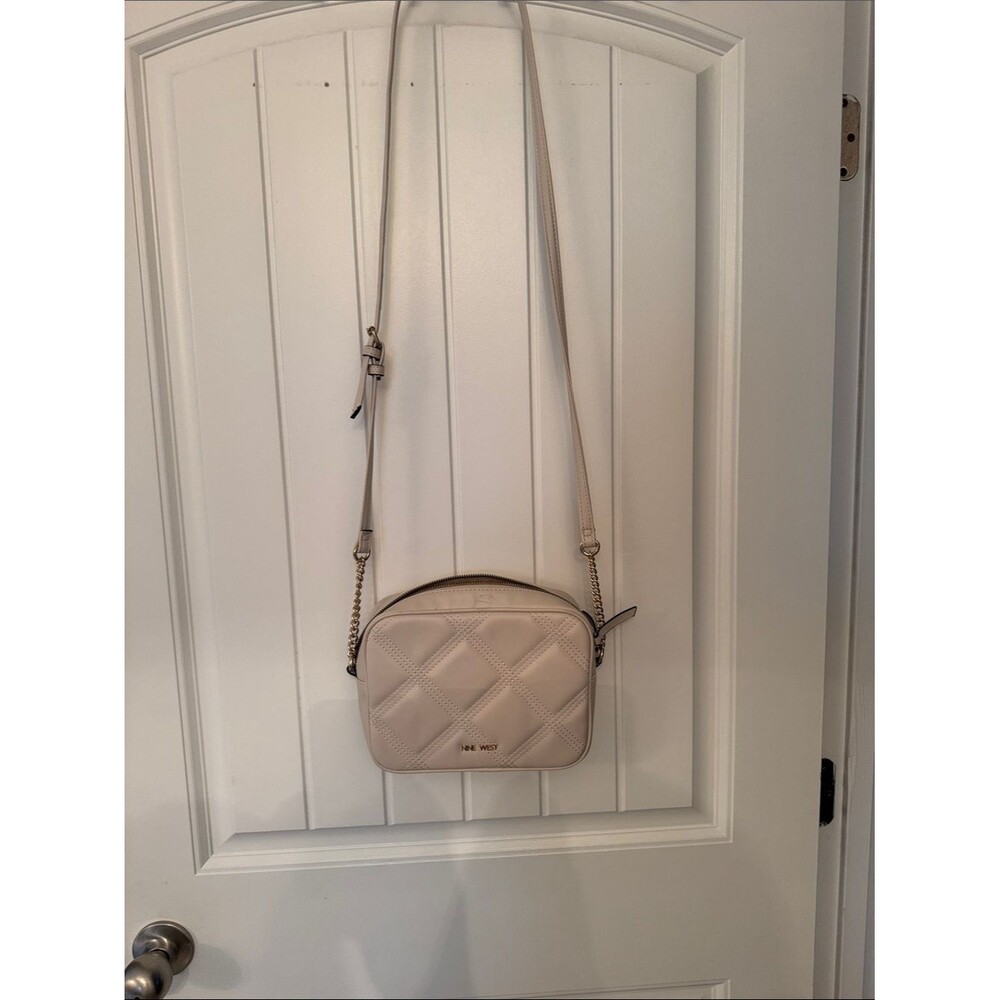 Nine West Cream Quilted Crossbody with Chain Accent
